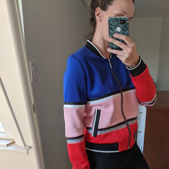 UNREAL Varsity Baseball Jacket Pink Athletic - Picture 2 of 8